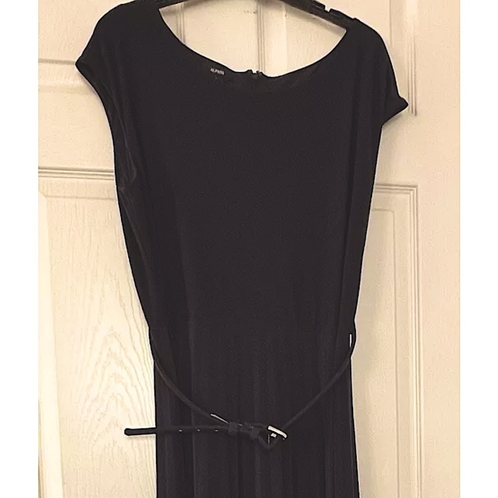 Alfani Navy Blue Women Faux Pleats Maxi Dress With Belt
